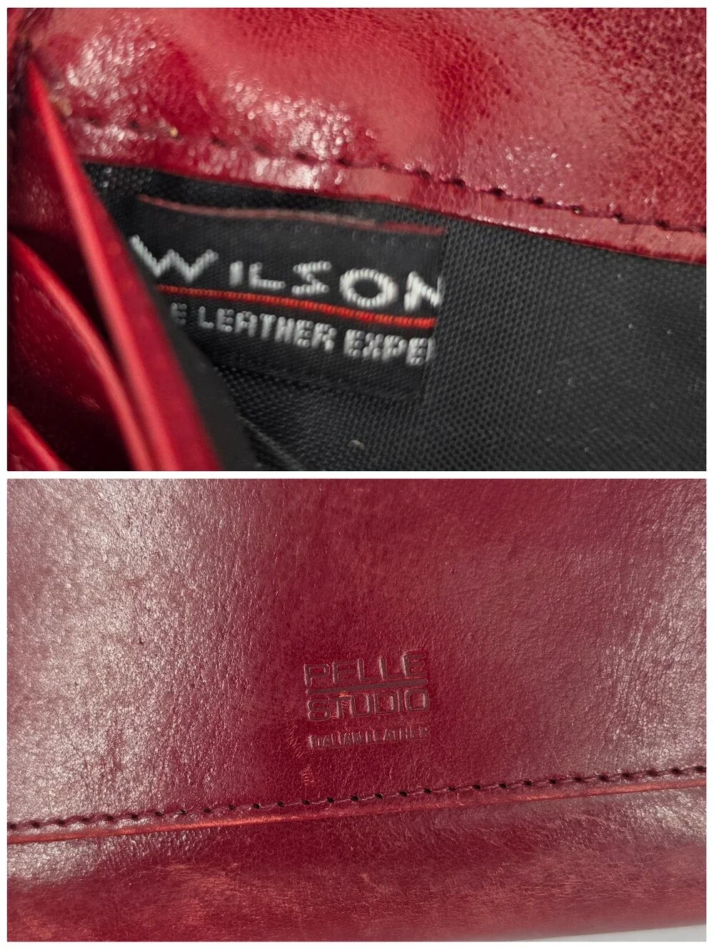 Wilson's Red Leather Passport Holder and Wallet Large Size Vintage Y2K